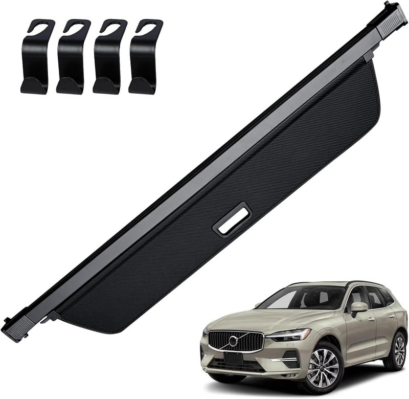 AUXKO Retractable Cargo Cover for Volvo XC60 2026-2018, Trunk Cargo Cover Luggage Security Shade Cover for 2026 2025 2024 Volvo XC60 Shielding Shade Anti-Peeping Luggage Privacy Screen, Carbon Fiber - Image 1